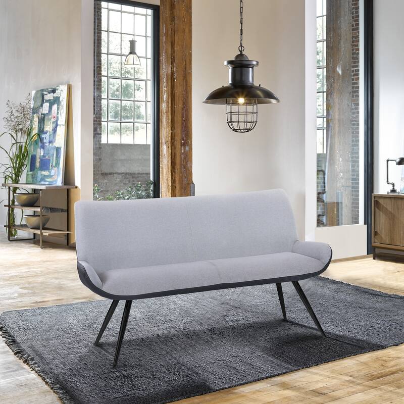 Armen Living Coronado Contemporary Bench in Brushed Gray Powder Coated Finish and Gray Fabric
