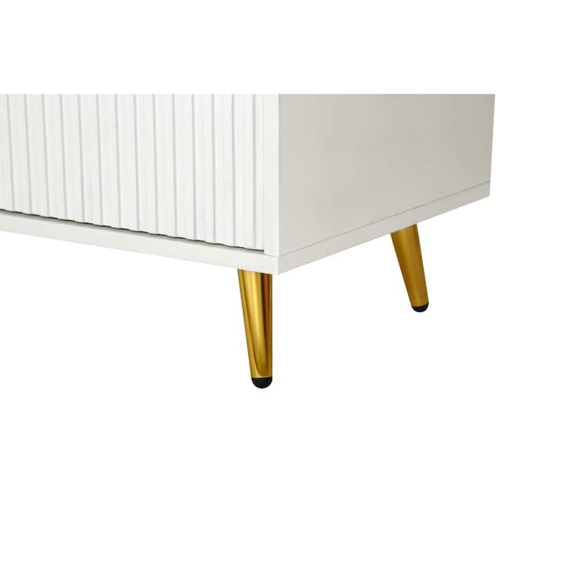 60" TV Stand Cabinet with Antique Pull Handle, Storage Cabinet and Adjustable Shelves for TVs Up to 65"