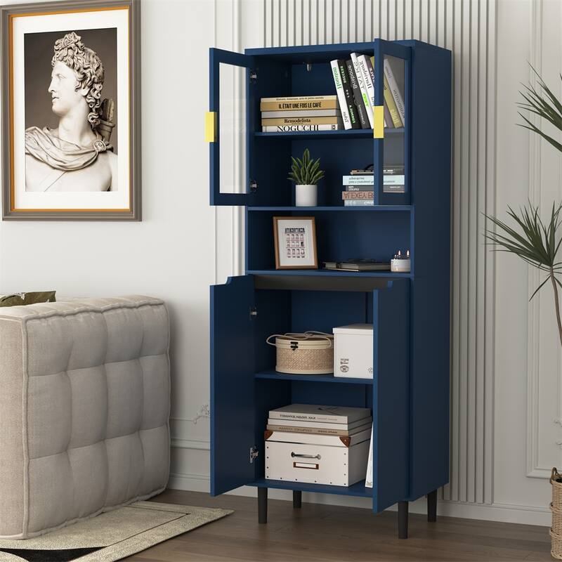 Tall Storage Bookcase w/Glass Display Door,Tall Kitchen Pantry Cabinet
