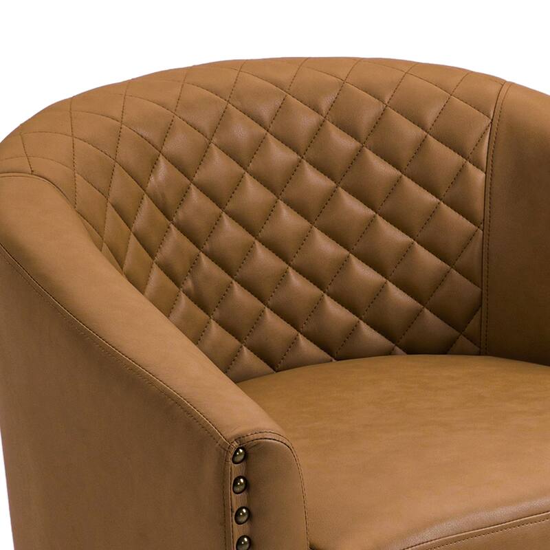 Faux Leather Barrel Accent Chair