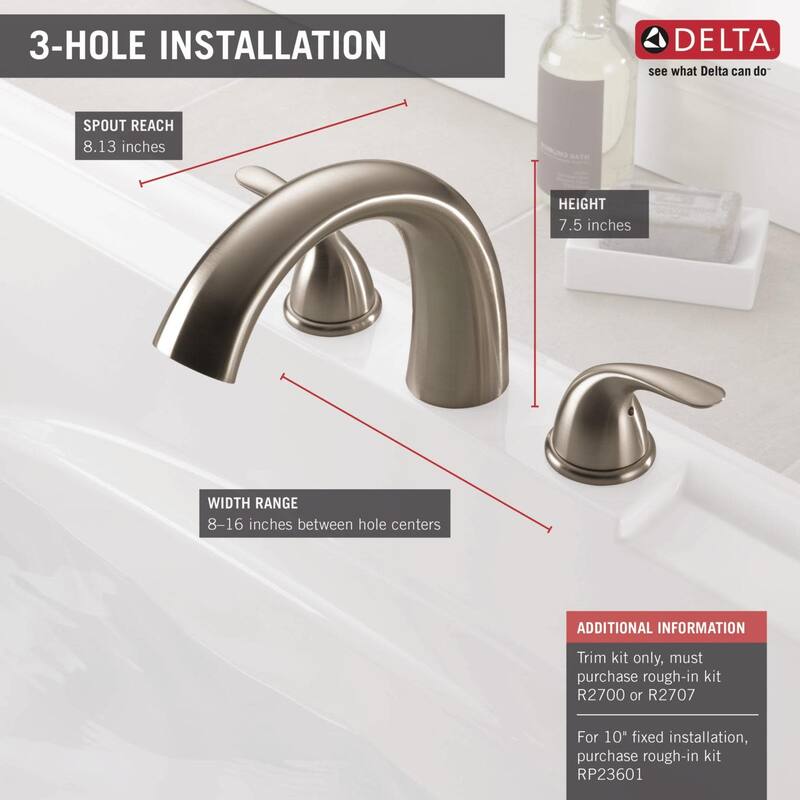 Delta Classic Deck Mounted Roman Tub Filler Trim with Metal Lever
