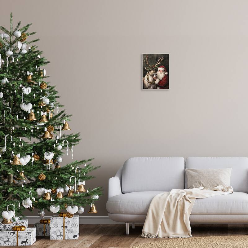Stupell Santa & Reindeer Portrait Wall Plaque Art Design By Arlington Prints