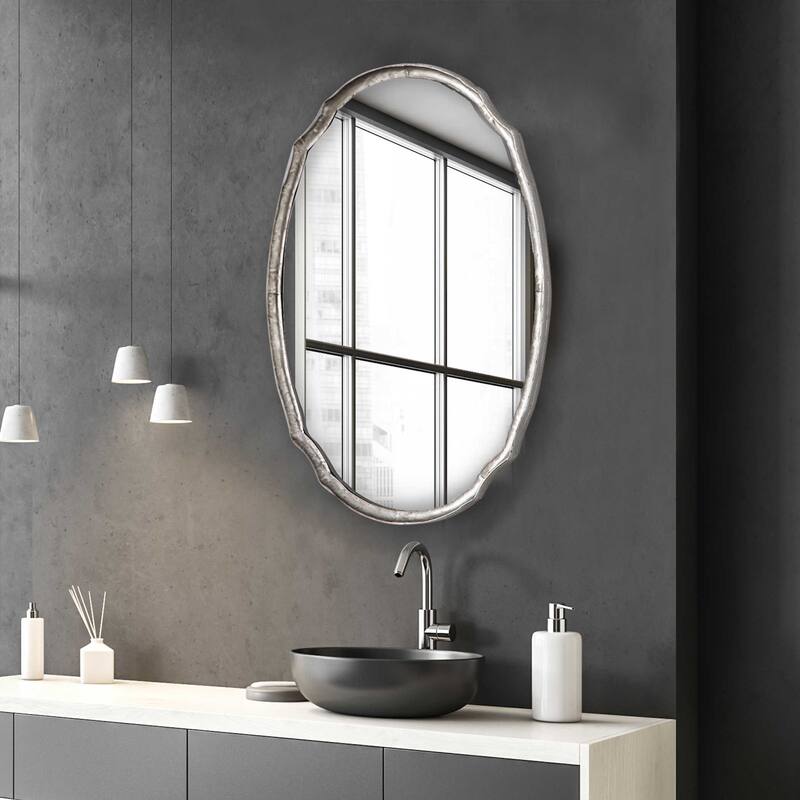 Uttermost UMIR21503 24" W x 36" H Oval Framed Bathroom Mirror - Silver