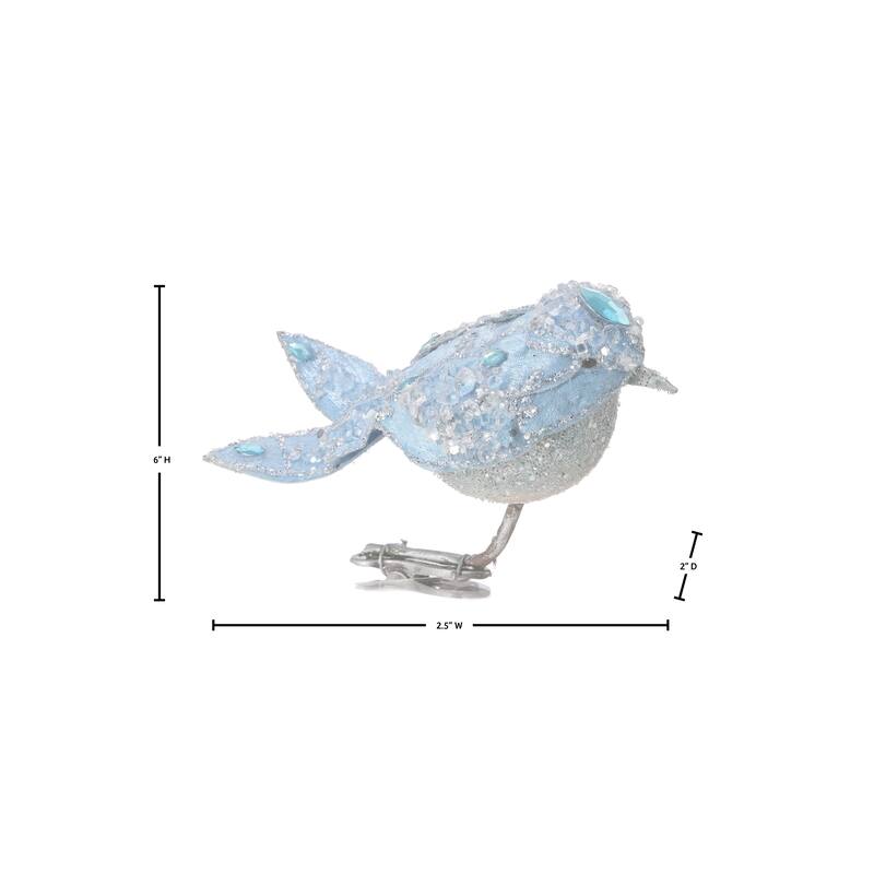 4.5" Jeweled Bird Clip Ornament Set of 3