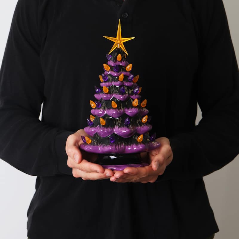 Purple Halloween Ceramic Christmas Tree