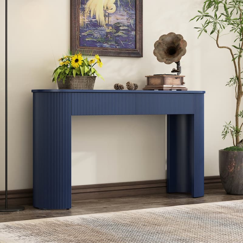 Entryway Table with Fluted Design,Navy