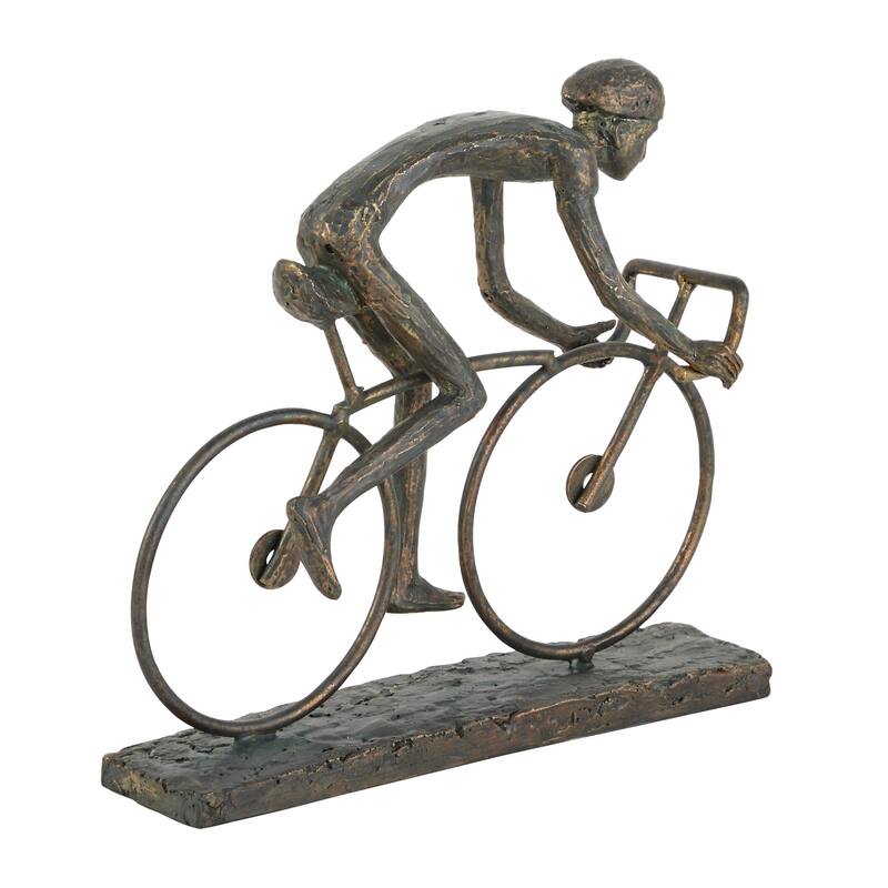 Bronze Polystone People Decorative Sculpture with Bike