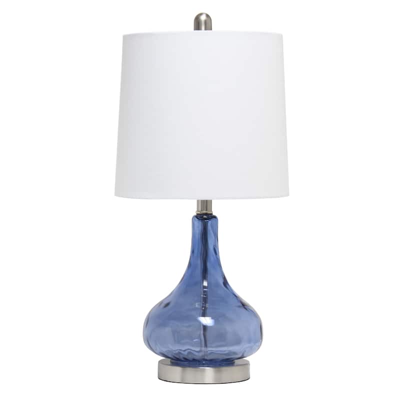 23.25" Modern Timeless Colored Dimpled Glass Table Lamp - Dark blue