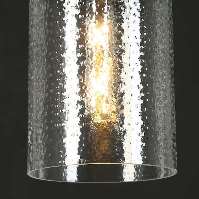 Modern Farmhouse 1-Light Black Pendant Hammered Glass Island Lights for Dining Room
