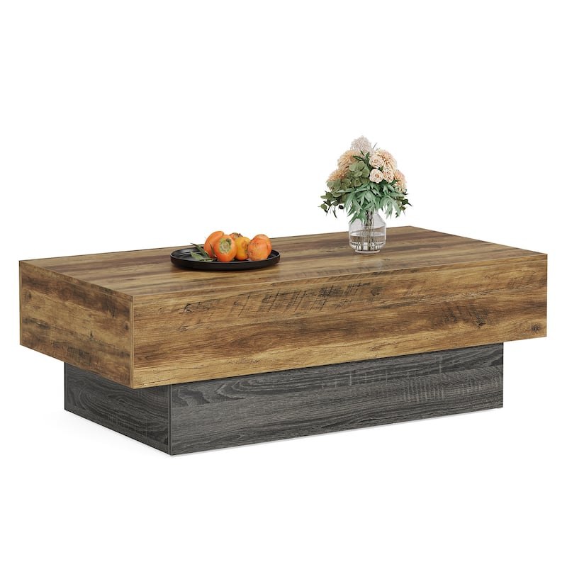 55-Inch Wood Coffee Table, Large Rectangle Tea Table, Center Table for Living Room, Office Reception