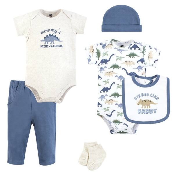 slide 1 of 1, Hudson Baby Infant Boy Cotton Layette Set, Strong Like Daddy Dino 0-3 Months - Strong Like Daddy Dino