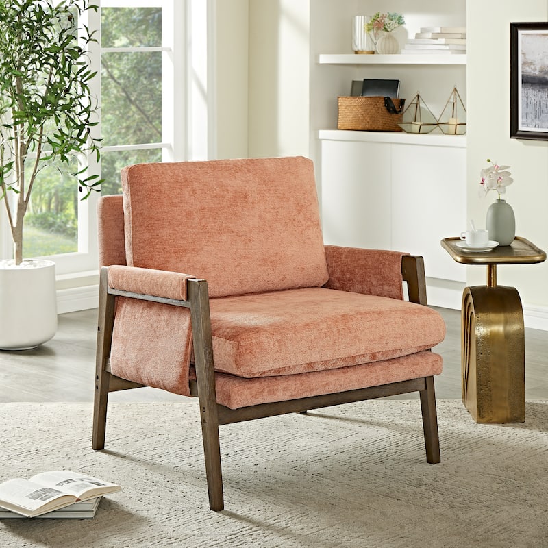 Roundhill Furniture Kelly Mid-Century Modern Velvet Accent Armchair - Orange