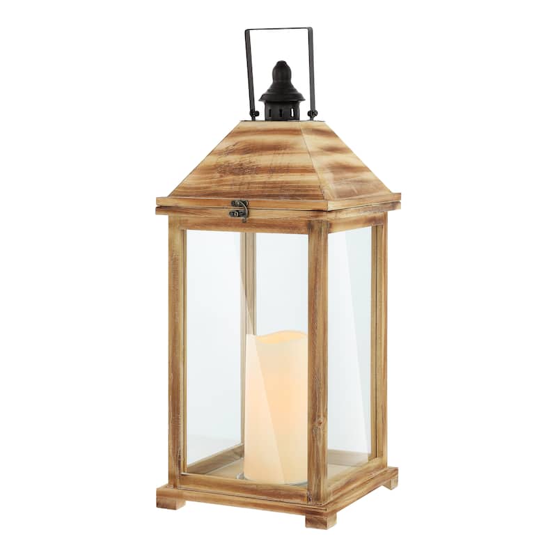SAFAVIEH Lighting Lobar Outdoor Lantern - 10" W x 10" D x 26" H - 10Wx10Dx26H