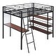 preview thumbnail 11 of 12, Full Size Metal Loft Bed with 3 Layers of Shelves, Desk and Whiteboard