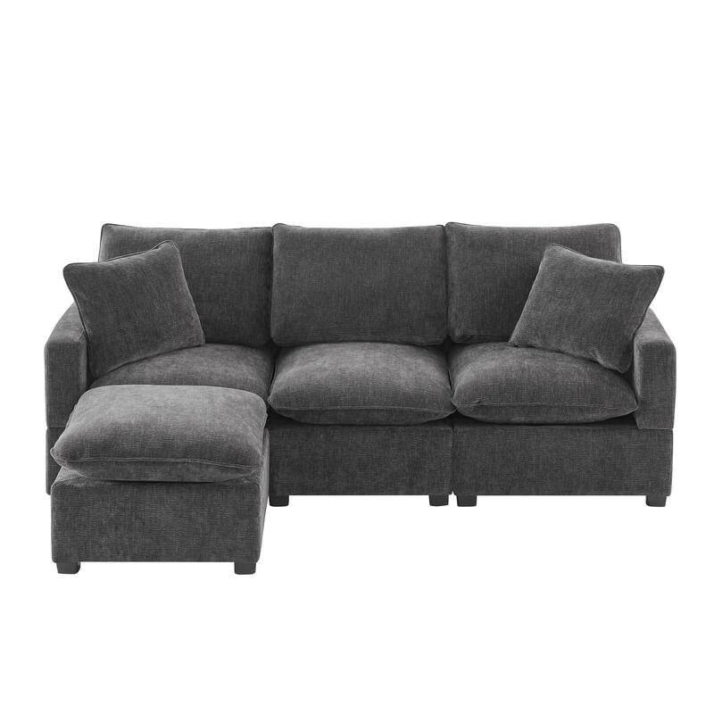 Modern Modular Sectional Sofa with Reconfigurable Chenille Seating and Foam Cushions for Versatile Home Living Spaces