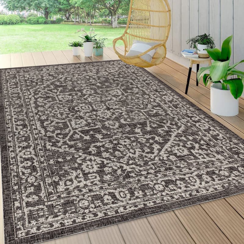 JONATHAN Y Medallion Textured Weave Indoor/Outdoor Area Rug