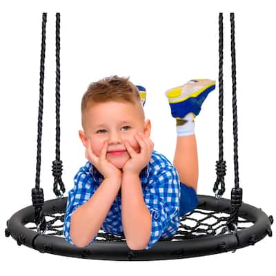 Sorbus Spinner Swing Round Web Swing – Great for Tree, Swing Set, Backyard, Playground, Playroom – Accessories Included