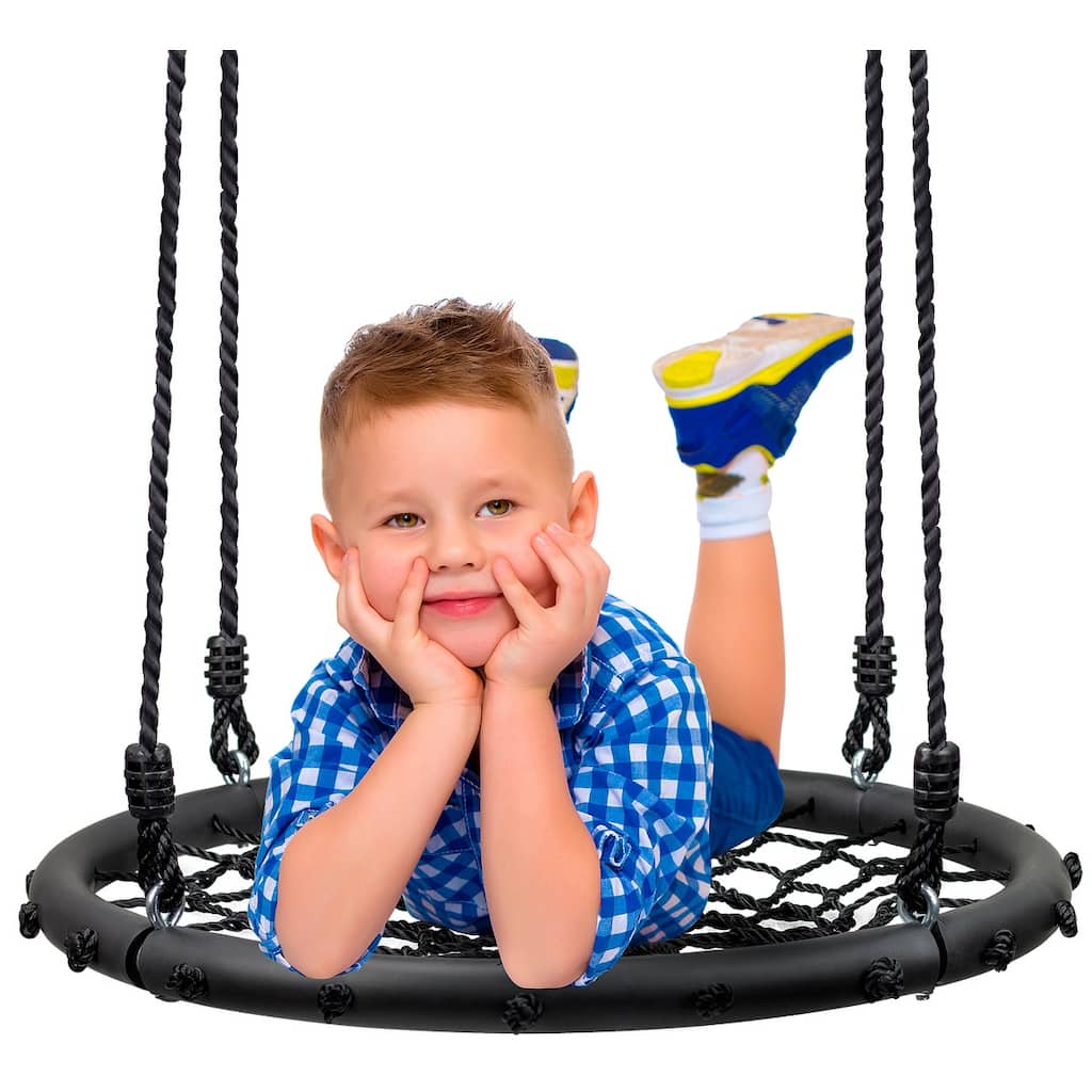 Sorbus Spinner Swing Round Web Swing – Great for Tree, Swing Set, Backyard, Playground, Playroom – Accessories Included