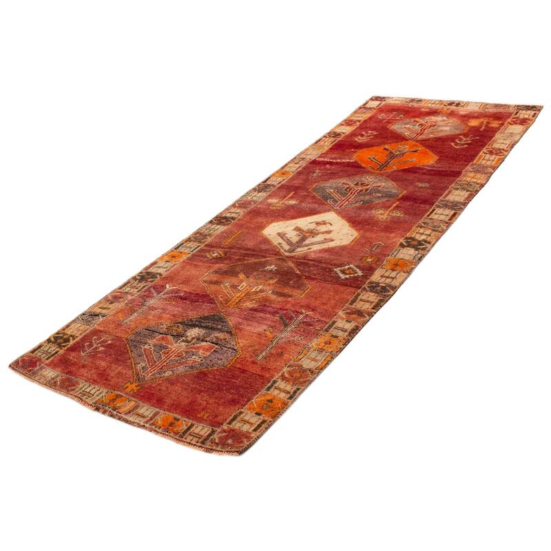 ECARPETGALLERY Hand-knotted Melis Vintage Burgundy Wool Rug - 4'9 x 12'8