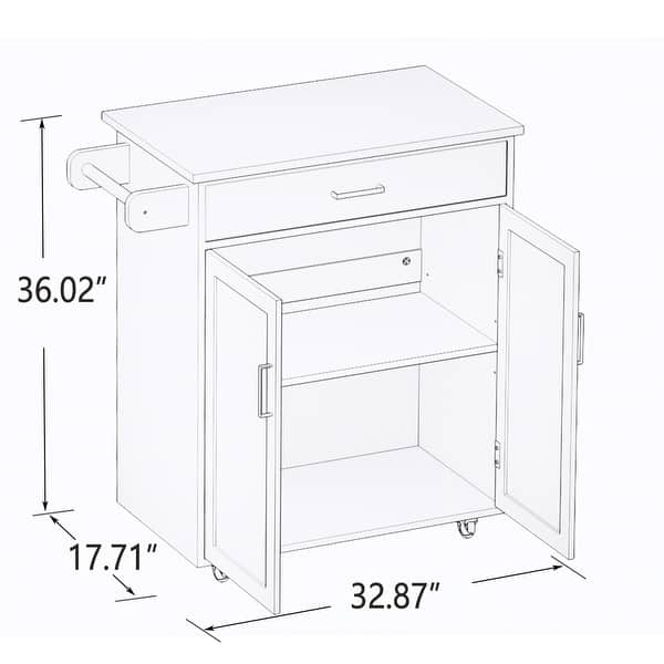 Kitchen Island with Towel Rack Rubber Wood Table Top Bed Bath