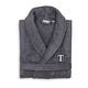 preview thumbnail 23 of 26, Authentic Hotel and Spa Unisex Grey Turkish Cotton Terry Bath Robe with White Block Monogram L/XL - T
