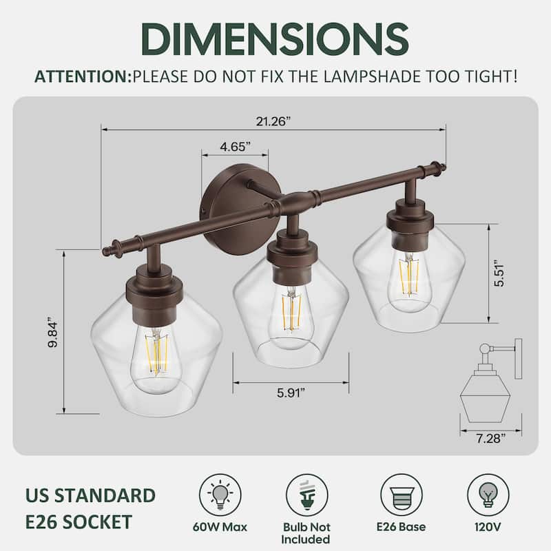 3/4-Light Modern Bathroom Vanity Light