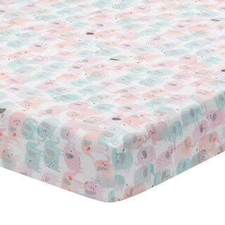 Lambs & Ivy Watercolor Pastel Elephant 100% Cotton Baby Fitted Crib Sheet