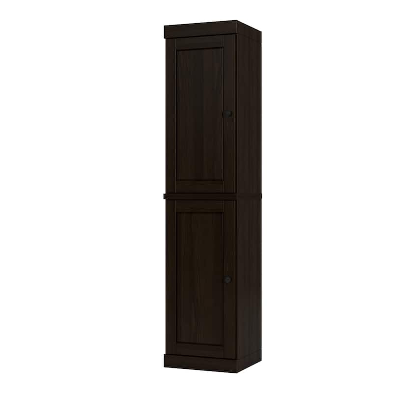 100% Solid Wood Tall Freestanding Bathroom Linen Cabinet with Doors, Adjustable Shelves, Modular Storage, 16.5" W x 71.5" H - Espresso