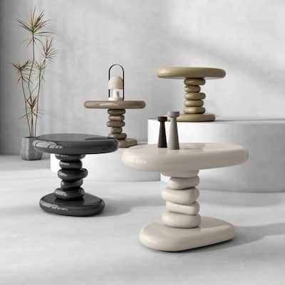 24/7 Shop At Home Modern Oval Glossy Pedestal End Table