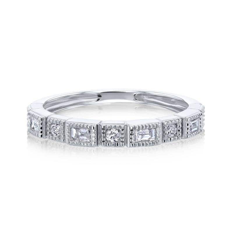 Kobelli 1/10 Carat Natural Diamond 10k Solid Gold Mixed Cut Vintage Style Nellie Ring - 10.5 - White
