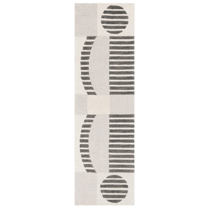 SAFAVIEH Handmade Chatham Hadwig Mid-Century Modern Wool Rug - 2'3" x 8' Runner - Grey/Dark Grey