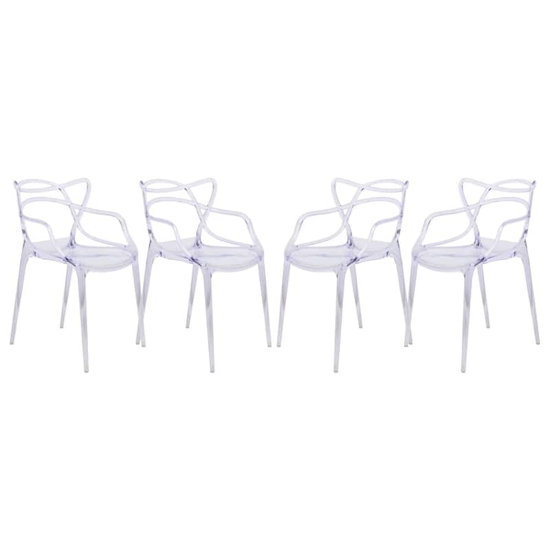 LeisureMod Milan Modern Intertwined Design Dining Side Chair Set of 4