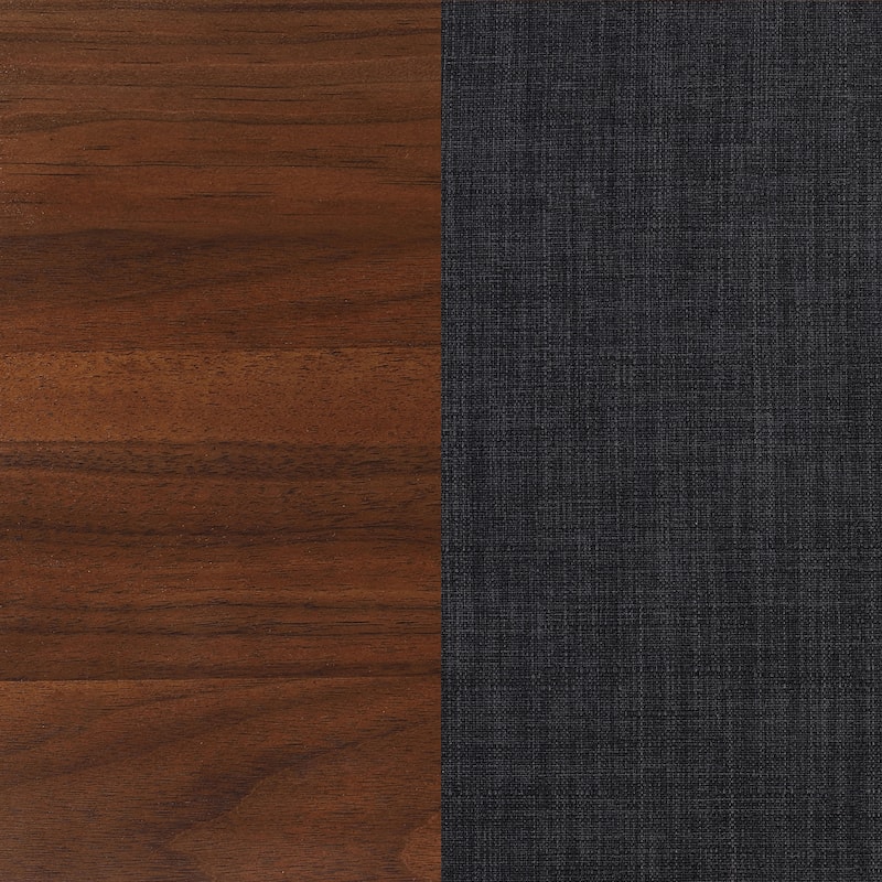 Dark Walnut Eastern King Platform Bed with Tufted Upholstery and Storage Drawers