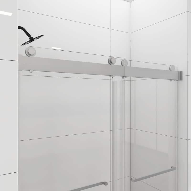 48/60/72 in. W Sliding Frameless Shower Door in Chrome with Tempered glass