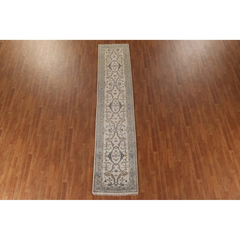 Floral Oushak Oriental Runner Rug Handmade Wool Carpet - 2'5"x 11'6"