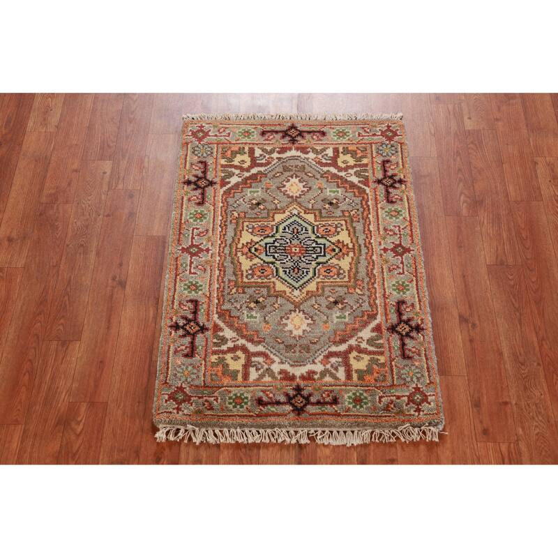 Gray Heriz Serapi Foyer Rug Handmade Wool Carpet - 2'0" x 3'0"