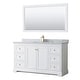 preview thumbnail 4 of 25, Avery 60-inch Single Vanity, Marble Top, Square Sink, 58-inch Mirror White, Gold Trim, White Carrara Marble Top