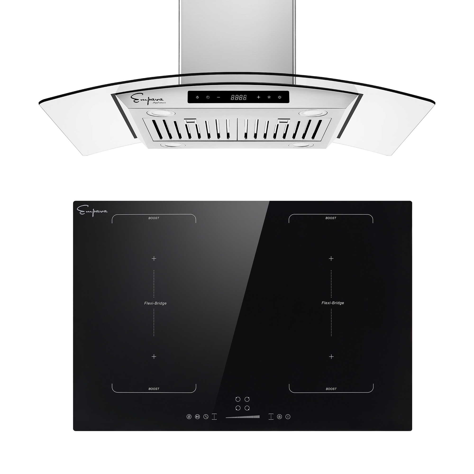 Empava 2 Piece Kitchen Appliances Packages Including 30" Induction Cooktop and 36" Island Range Hood