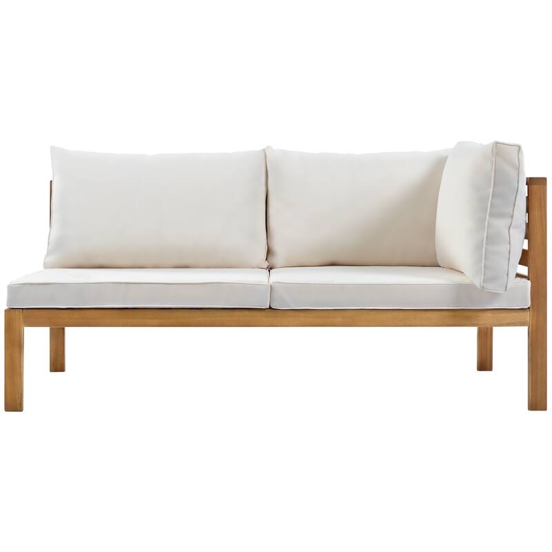 4 Piece Outdoor Patio Furniture Set, Patio Sectional Conversation Set with Coffee Table, Two-Person Sofa and Corner Sofa