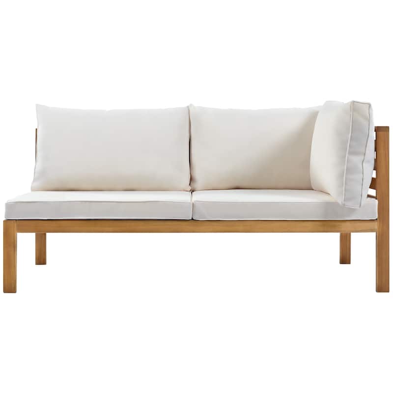 Roomfitters 3-Piece Outdoor Sectional Sofa Set with Coffee Table, Solid Wood Frame L-Shaped Patio Furniture