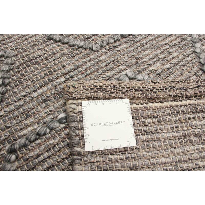 ECARPETGALLERY Braid weave Sienna Grey Wool Rug - 5'0 x 7'9