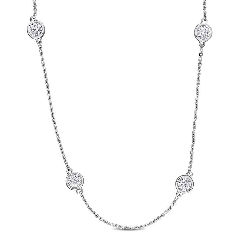 4ct TW Lab-Grown Diamond Station Necklace in 14k White Gold - 32 in