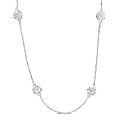 4ct TW Lab-Grown Diamond Station Necklace in 14k White Gold - 32 in