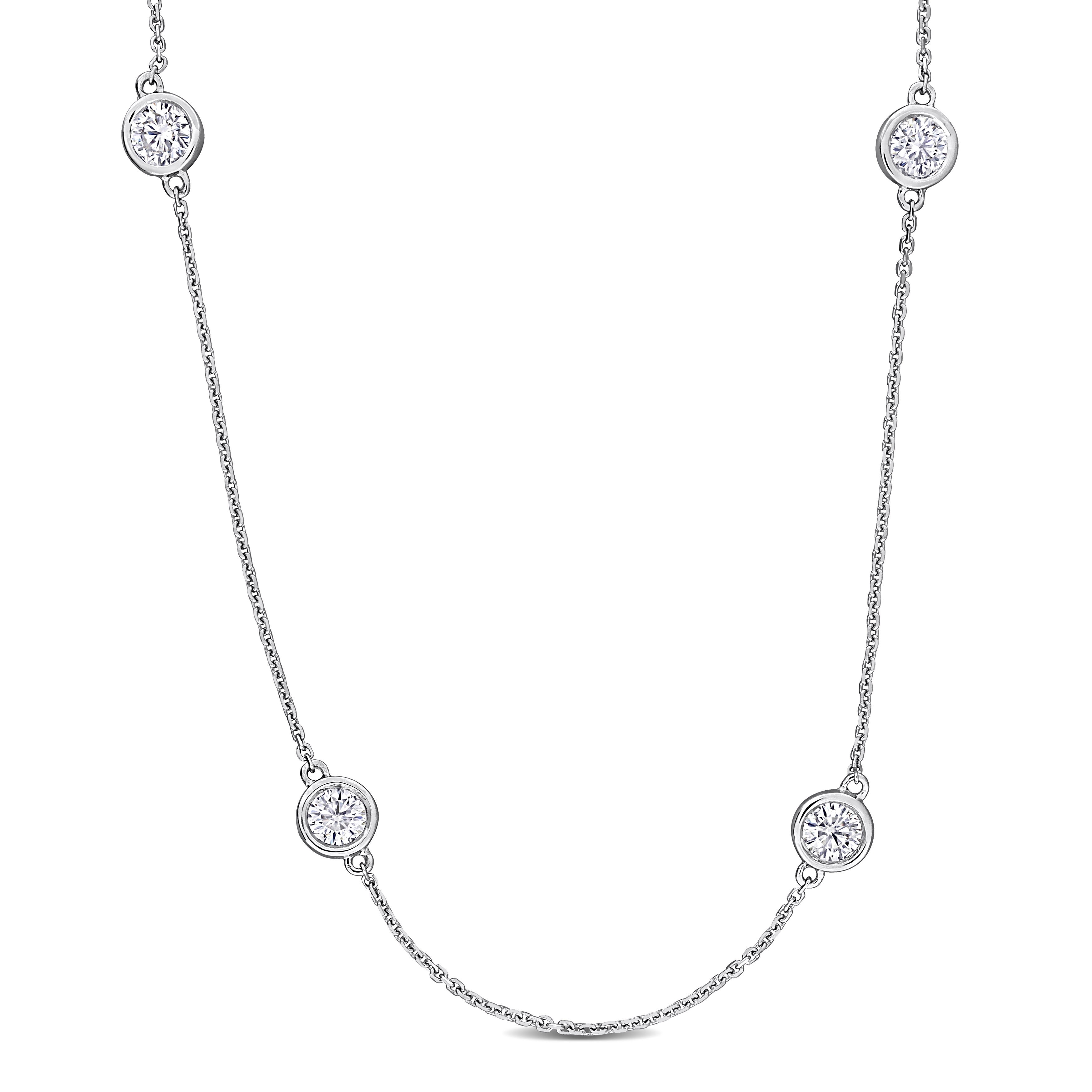 Miadora 4ct TW Lab-Grown Diamond Station Necklace in 14k White Gold - 32 in