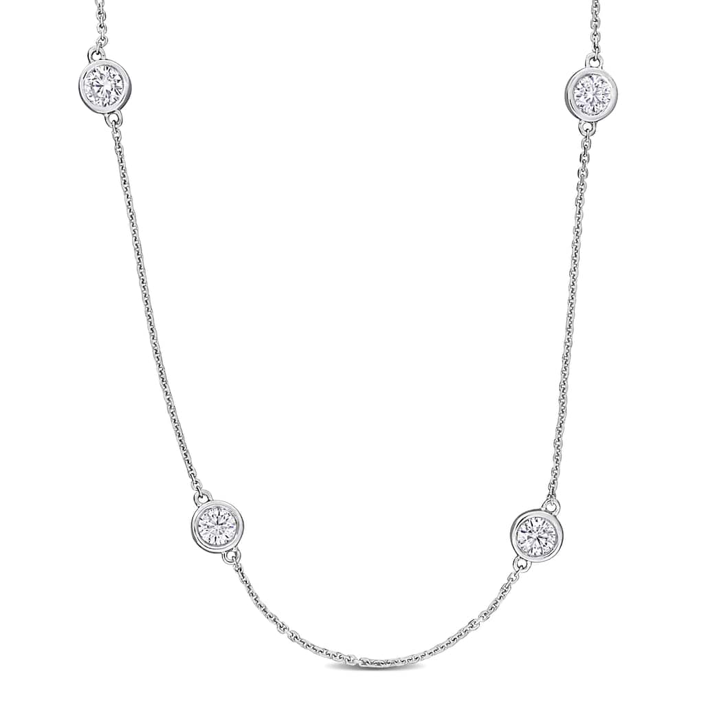 Miadora 4ct TW Lab-Grown Diamond Station Necklace in 14k White Gold - 32 in