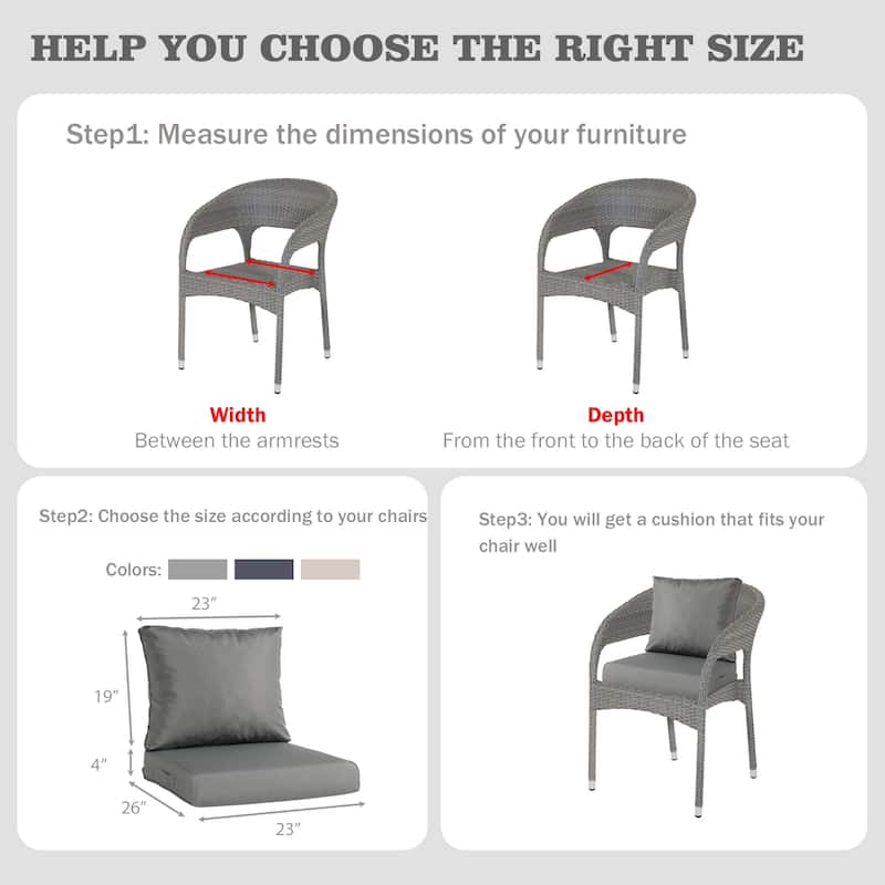 AOODOR Outdoor Chair Cushions Set, Water Resistant Outdoor Deep Seat