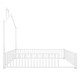 preview thumbnail 12 of 10, White Sturdy Metal Frame Twin Size House Floor Bed with Guardrail, No Included Slats