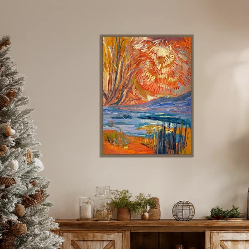 Cadmium Winter Solstice II by Dorothy Fagan (23 x 30 in.), Framed Canvas Wall Art Print - Sylvie Dark Gold