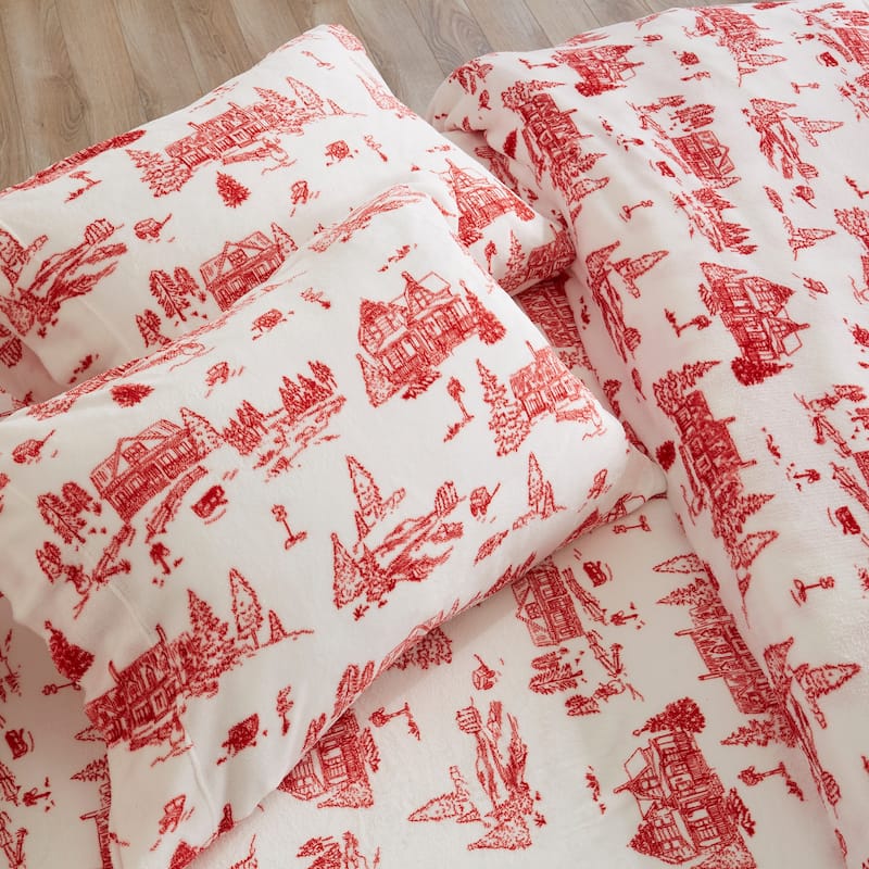Luxurious Printed Velvet Plush Warm and Cozy Sheet Set.