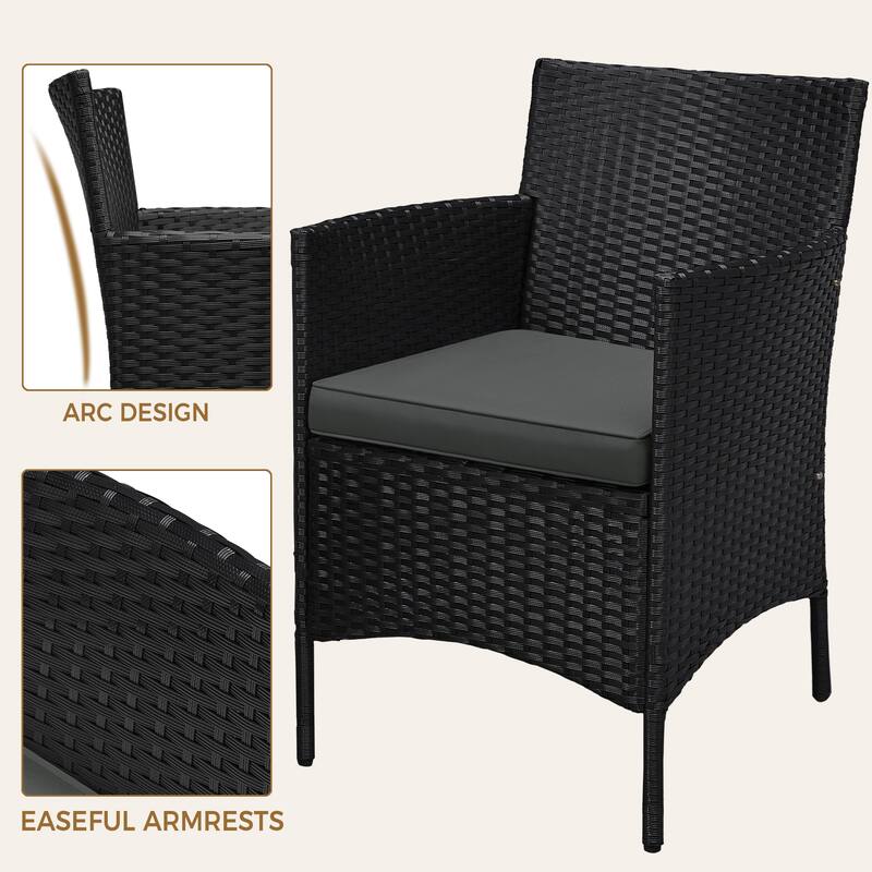 Yaheetech 3-Piece Bistro Set with Rattan Wicker Chairs and Table for Porch